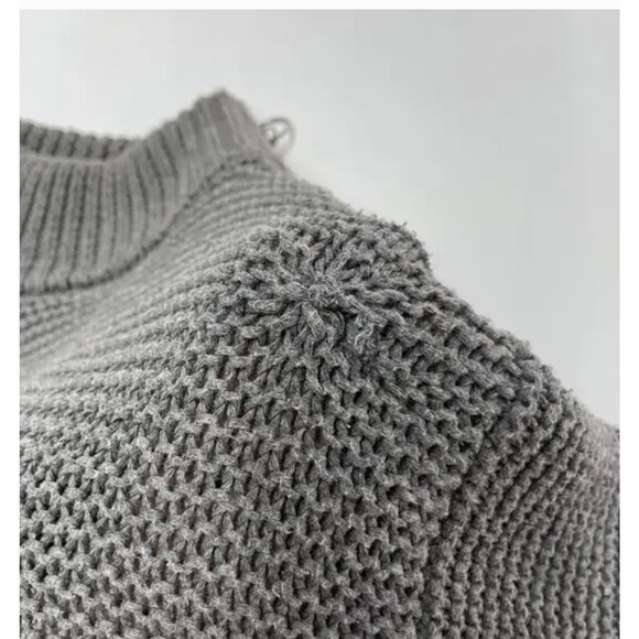 Parker Sweater Womens Medium Gray Chunky Knit Mock Neck Ribbed - Picture 11 of 11